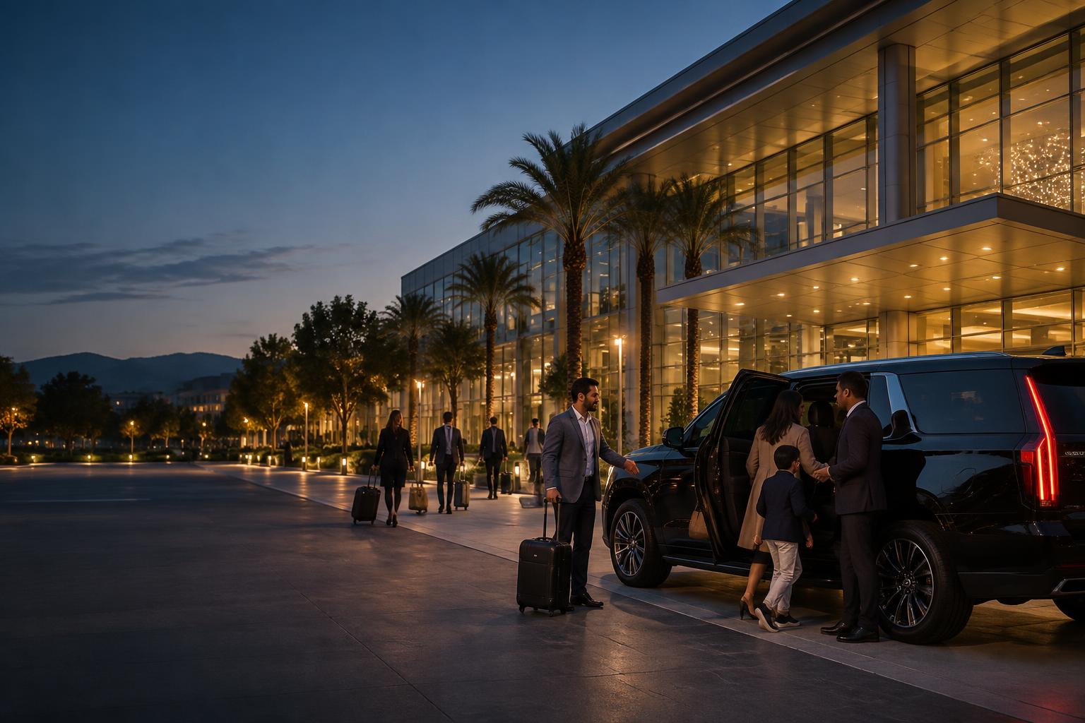 Professional chauffeur service arriving at Santa Clara Convention Center