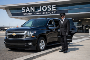 San Jose Airport to Palo Alto transportation with professional chauffeur and Chevrolet Suburban SUV at SJC Airport