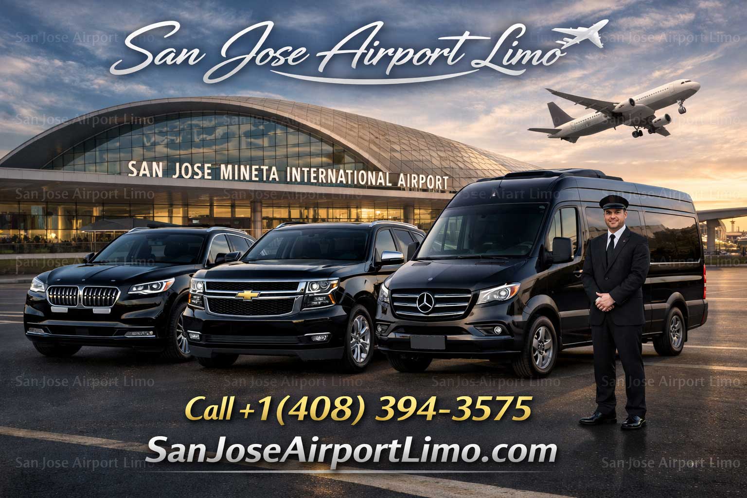 Best transportation from San Jose Airport SJC to Palo Alto luxury chauffeur service with SUV sedan and Sprinter van Silicon Valley airport transfer